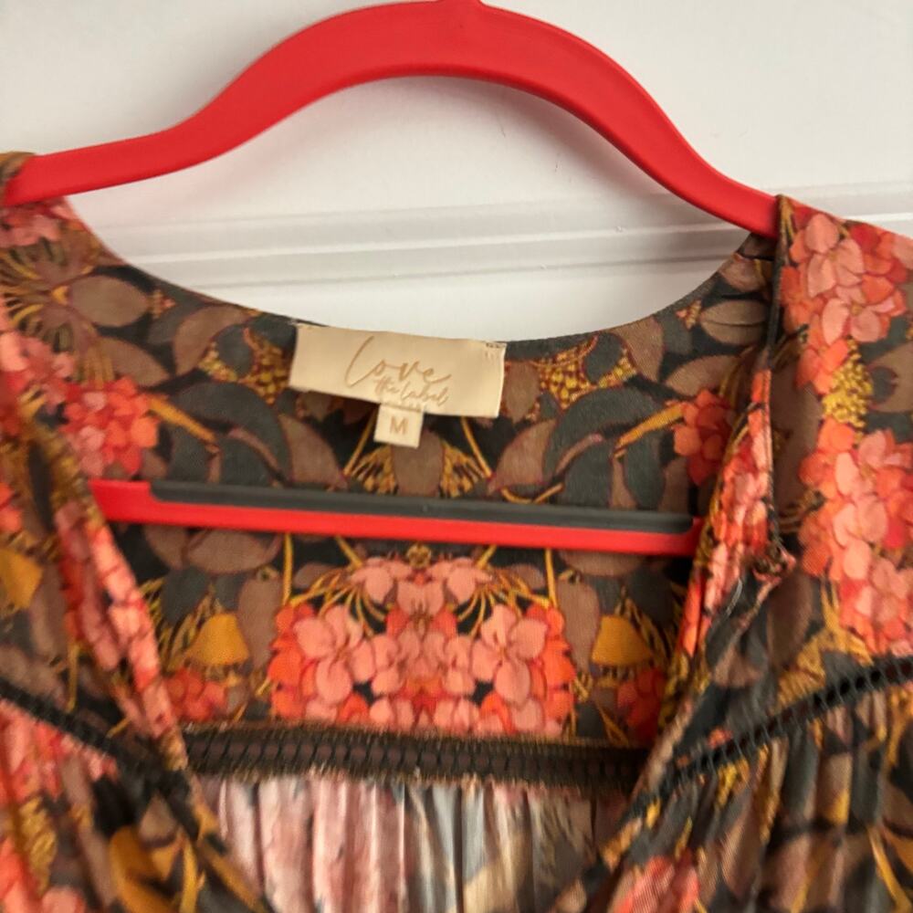 Anthropologie Love the Label Heloise Peasant Blouse Coral Boho Cottagecore M - Picture 7 of 12